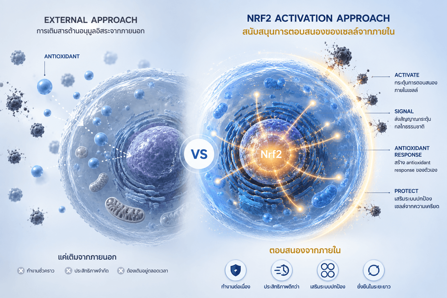 ภาพแนวคิด antioxidant response ภายในเซลล์